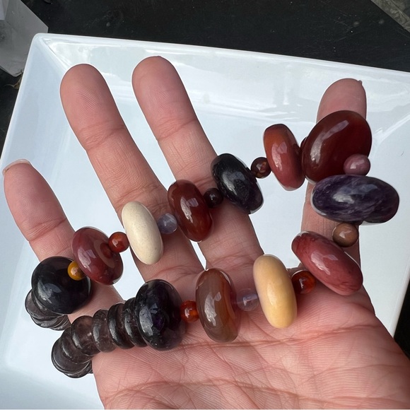 NATURAL STONE Beaded Necklace Agate Amethyst - Picture 2 of 4